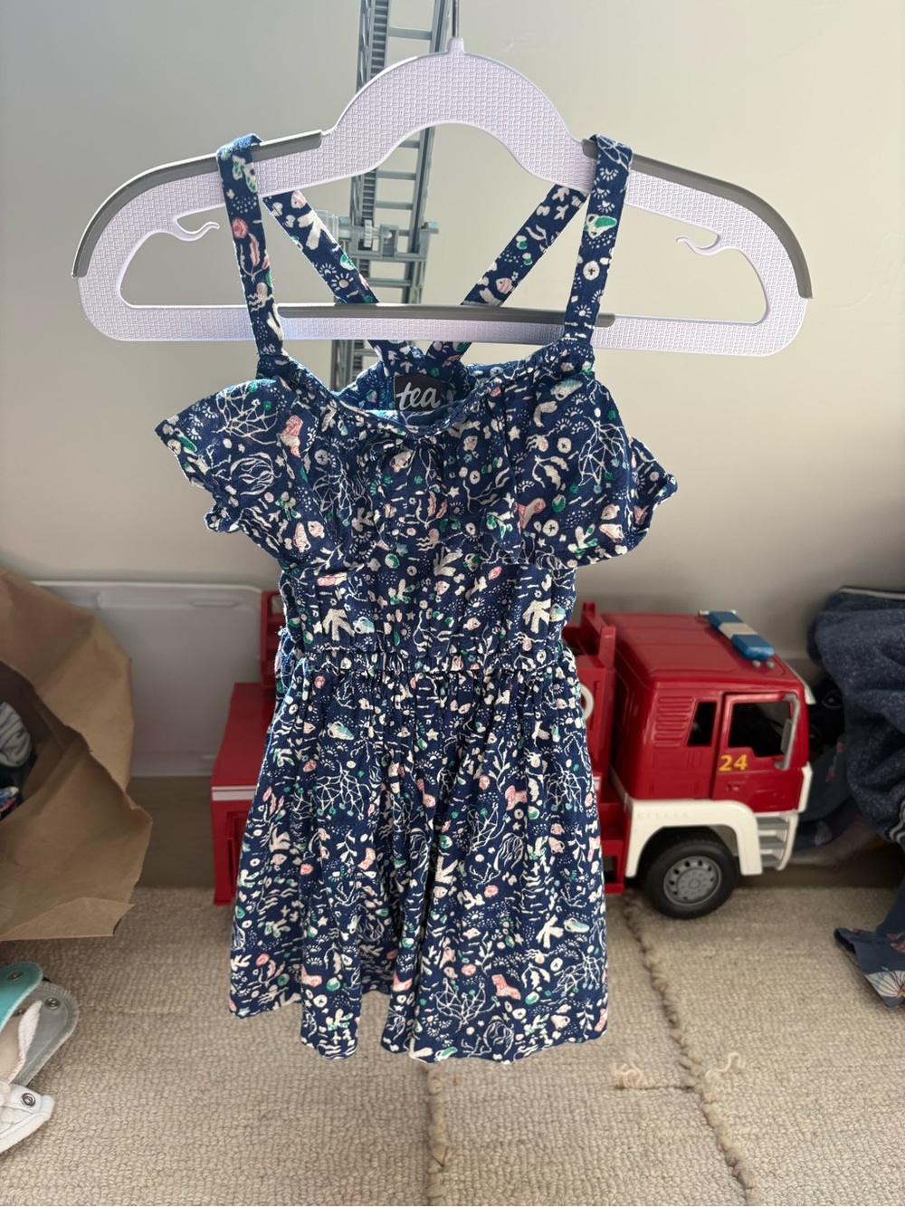 TEA COLLECTION | Floral Blue Dress with Pockets - GUC